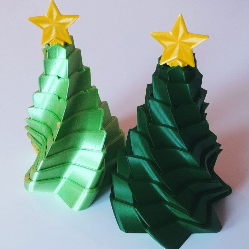 2 Adet Katlanabilir Spiral Yılbaşı Noel Yıldızlı Ağaç Dekoru 12 cm