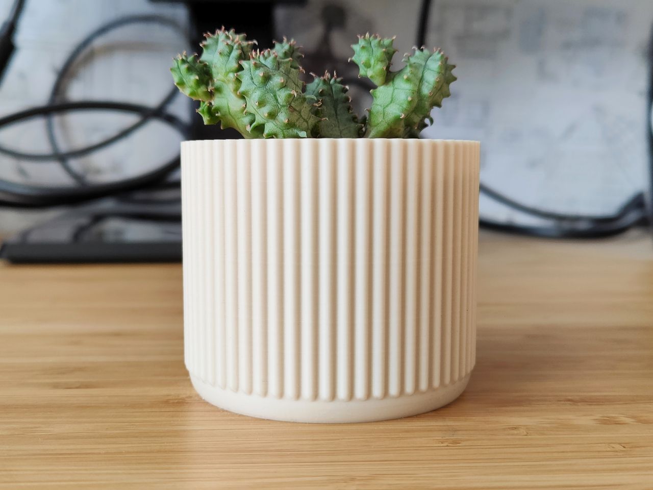 Pot de Succulent à Rayures Verticales Droites 8 cm
