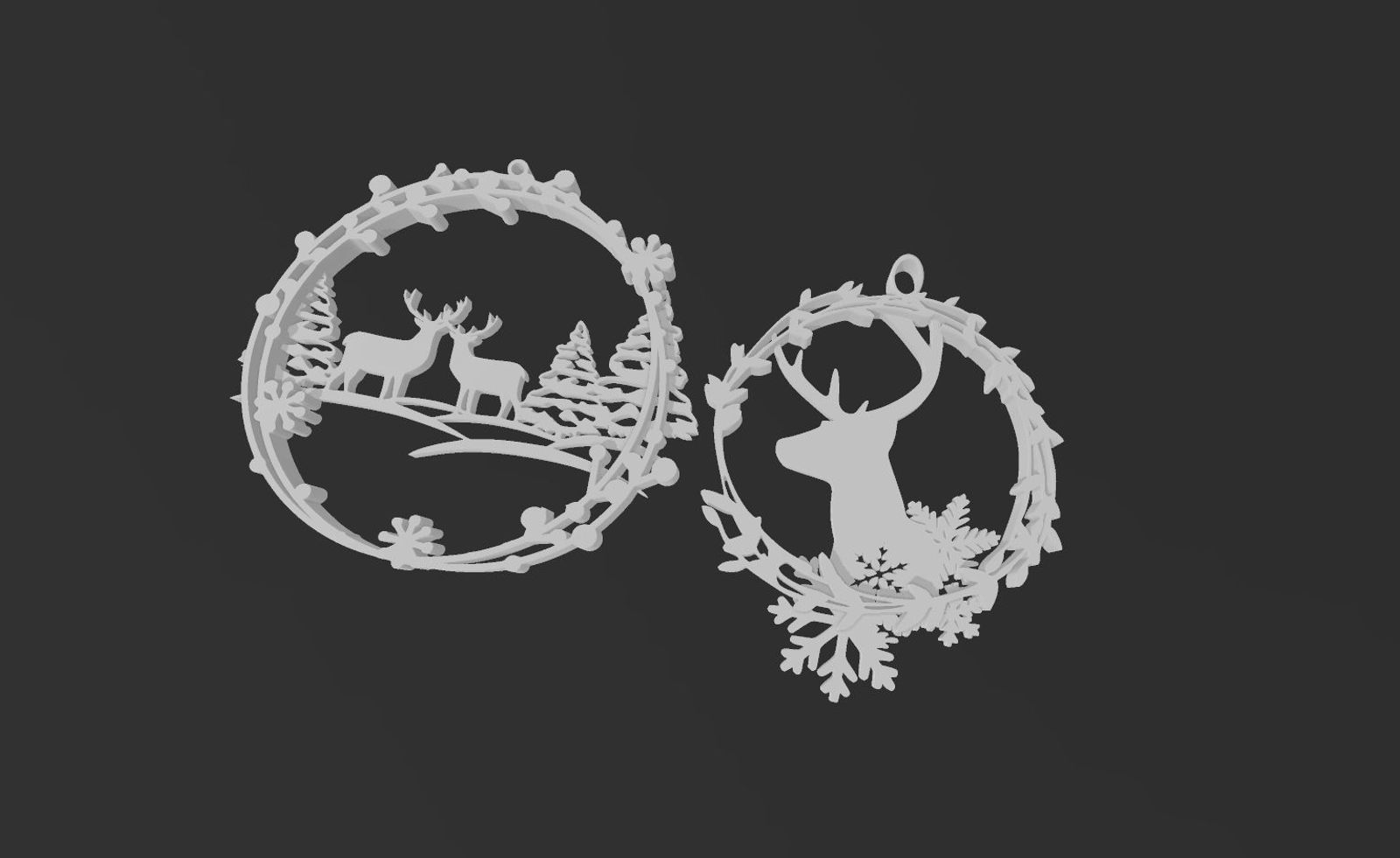 Lot de 5 décorations de Noël à motifs doubles avec concept de renne pour sapin de Noël 8 cm