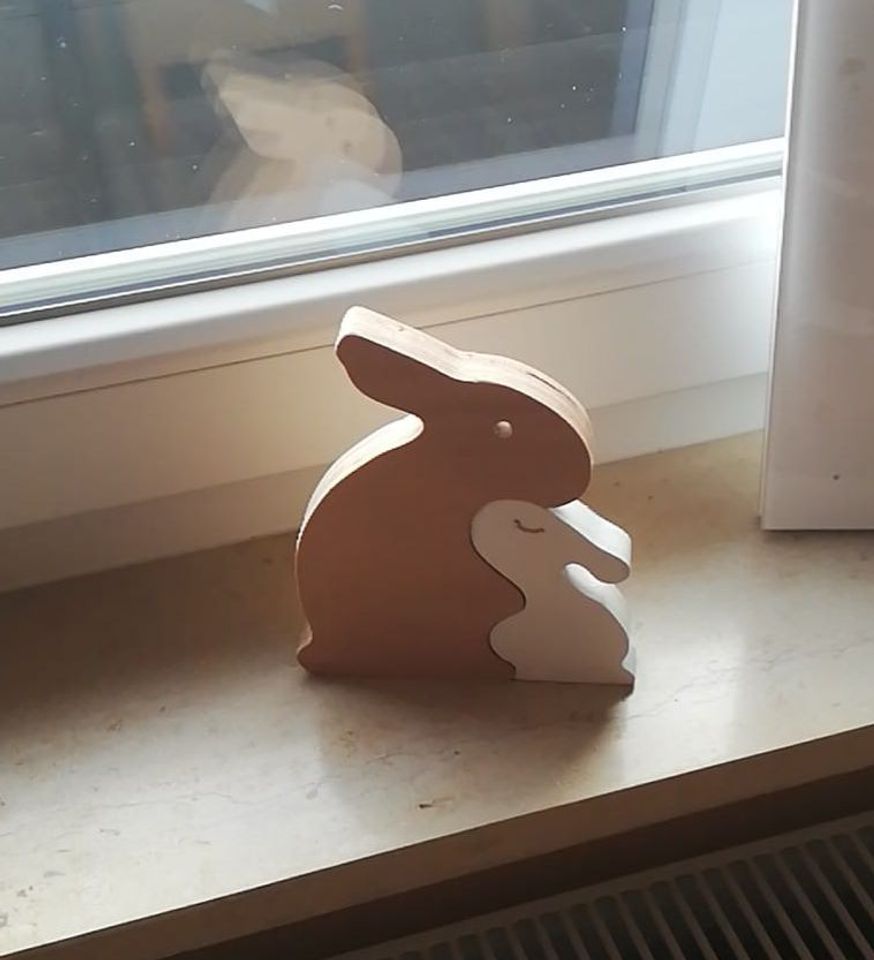 Anne ve Yavru Tavşan Dekoru 10 cm