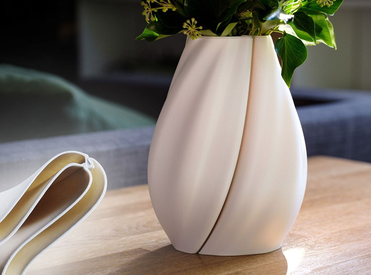 Seidig Gemustervase mit Knitteroptik 18 cm