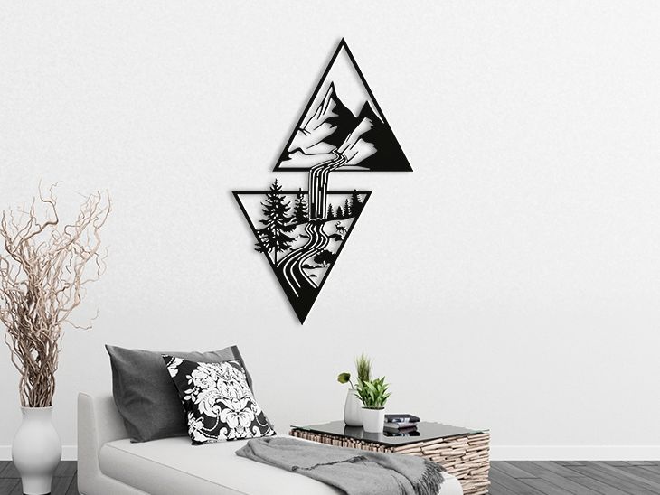 Décoration Murale Montagne et Arbre 30 cm