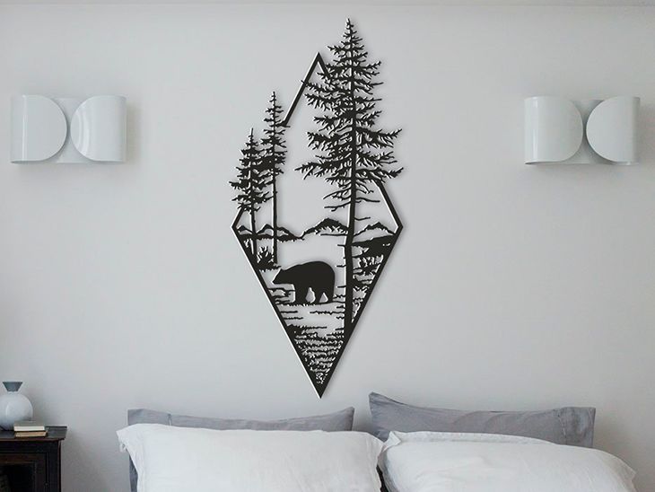 Wanddekoration mit Bär- und Baum-Motiv 37 cm