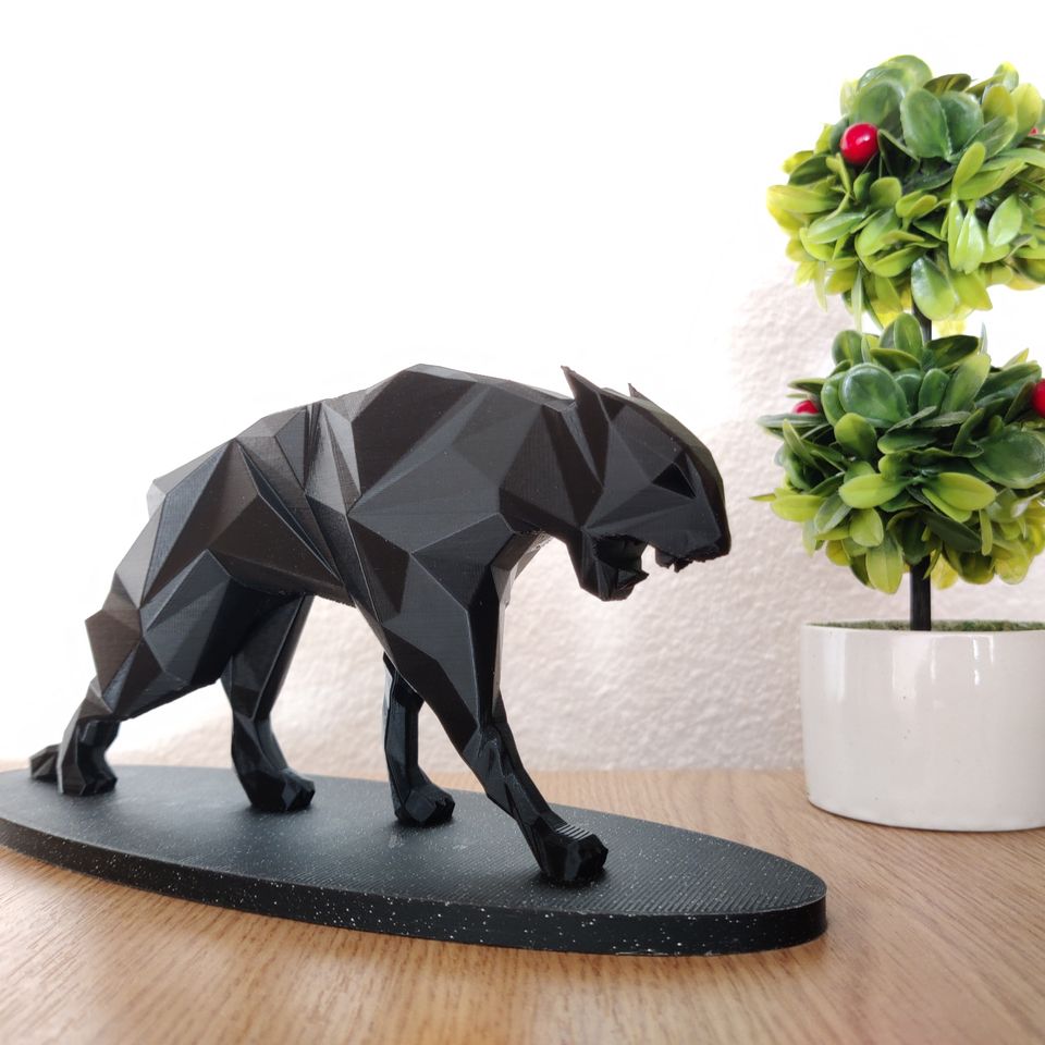 Poly Shaped Standing Panther Decor 20 cm