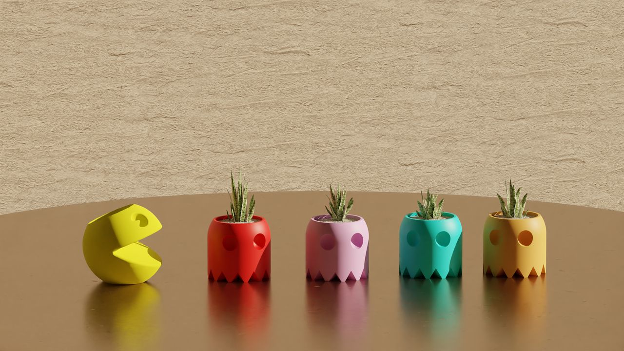 1 Parça Labirent Hayaletleri ve 5 Parça Hayaletler Skulent Saksısı 7 cm