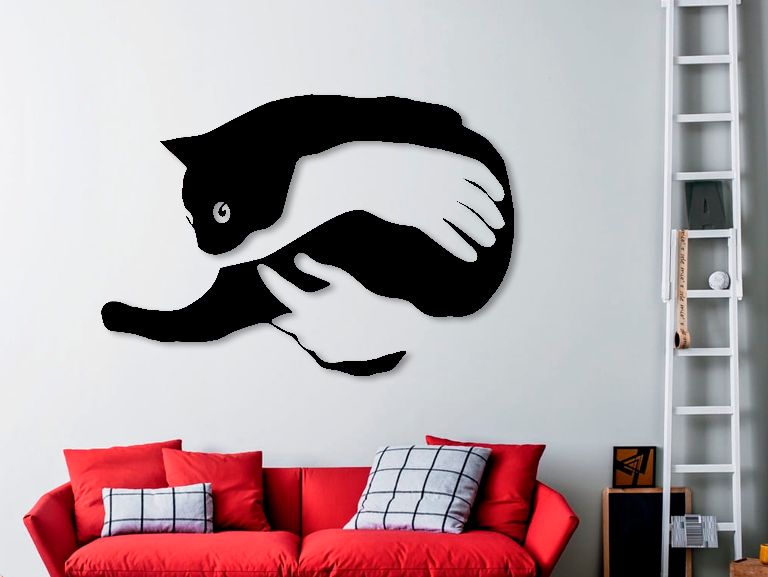 Decoración de Pared de Gato en Brazos Humanos 30 cm
