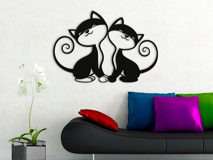 Liebende Katzen Wanddeko 30 cm