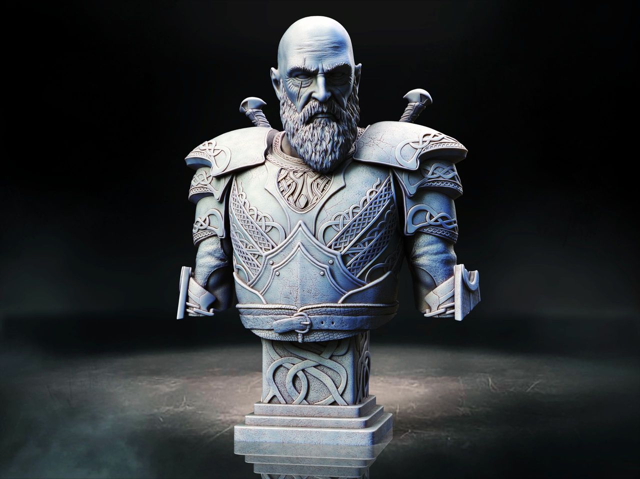 تمثال نصفي مفصل لإله الحرب الأسطوري Kratos بارتفاع 15 سم