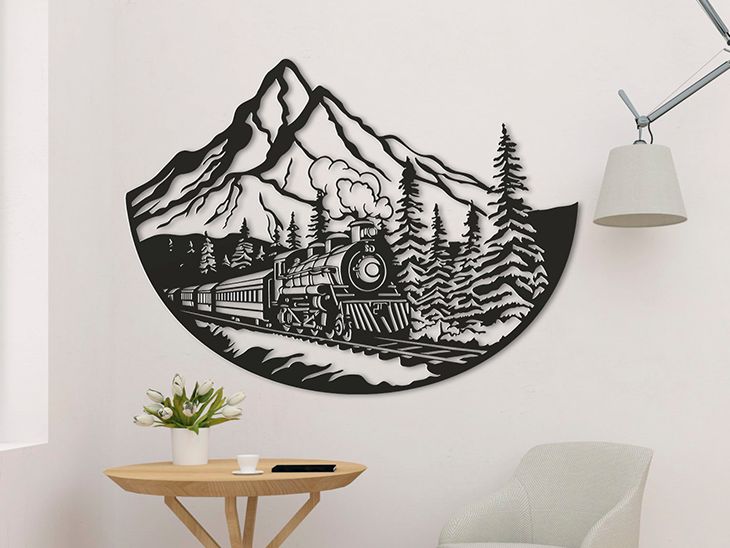 Décoration Murale Voyage en Train à Travers les Montagnes 25 cm