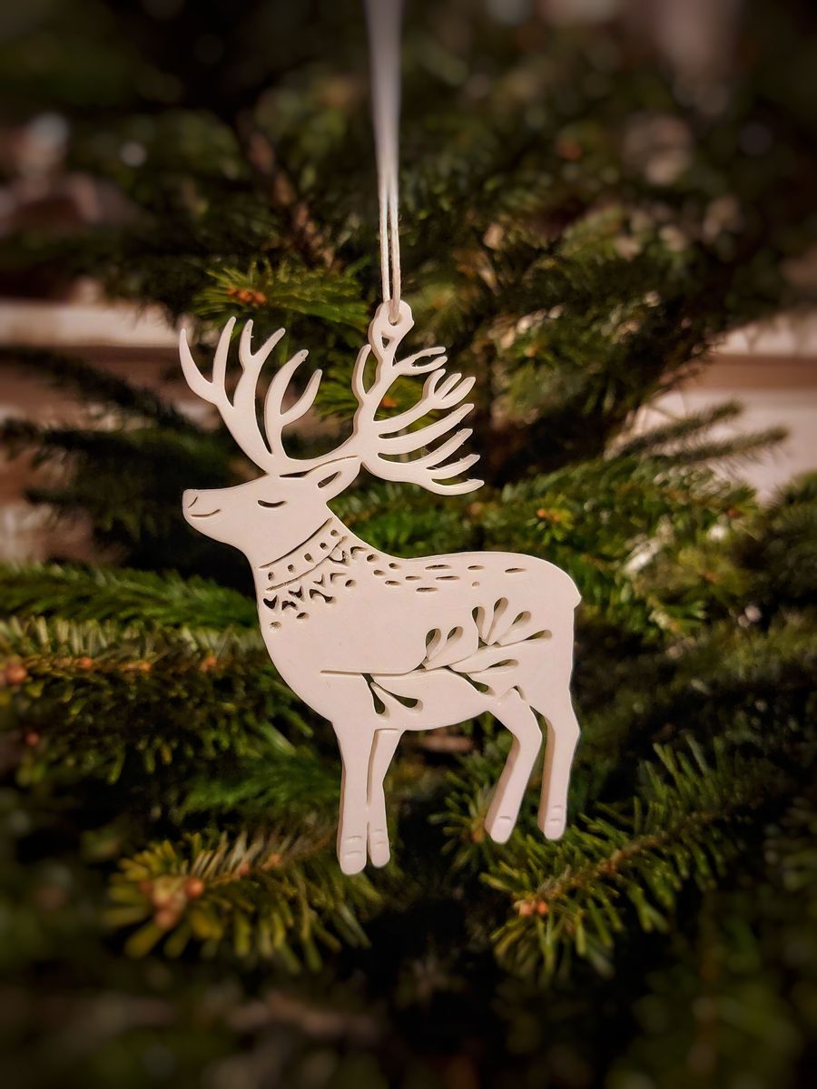 5 Stück Weihnachts Rentier Baumdeko 9 cm