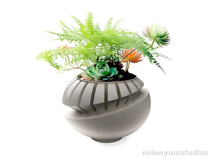 Pot de fleurs et succulentes à motif double couche 19 cm