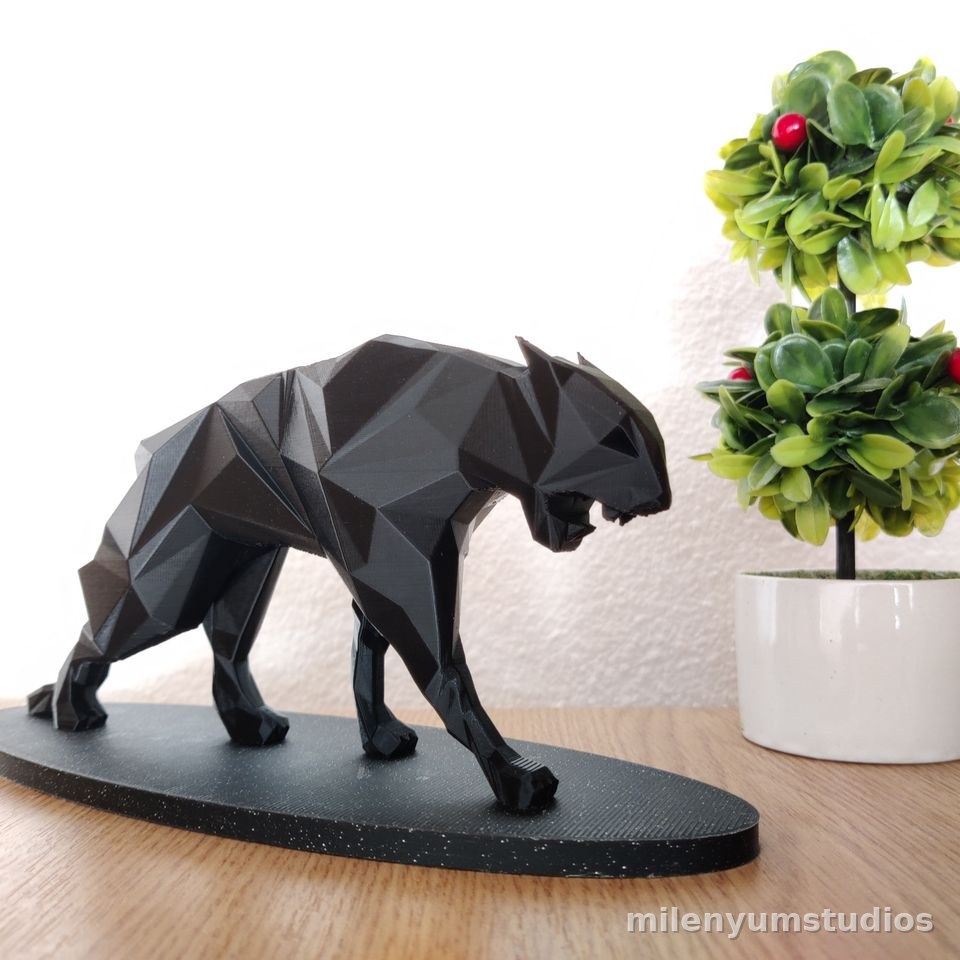 Poly Shaped Standing Panther Decor 20 cm