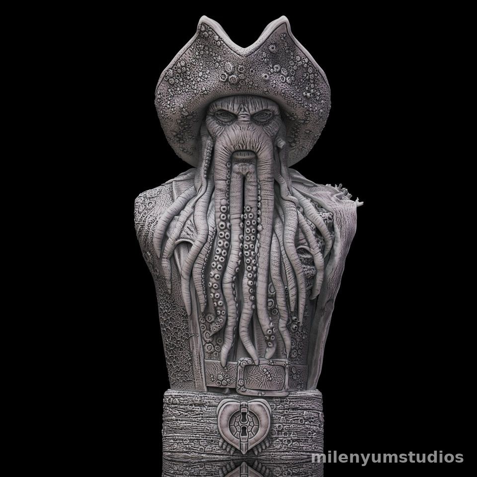 Detailed Pirates of the Caribbean Davy Jones Bust 15 cm