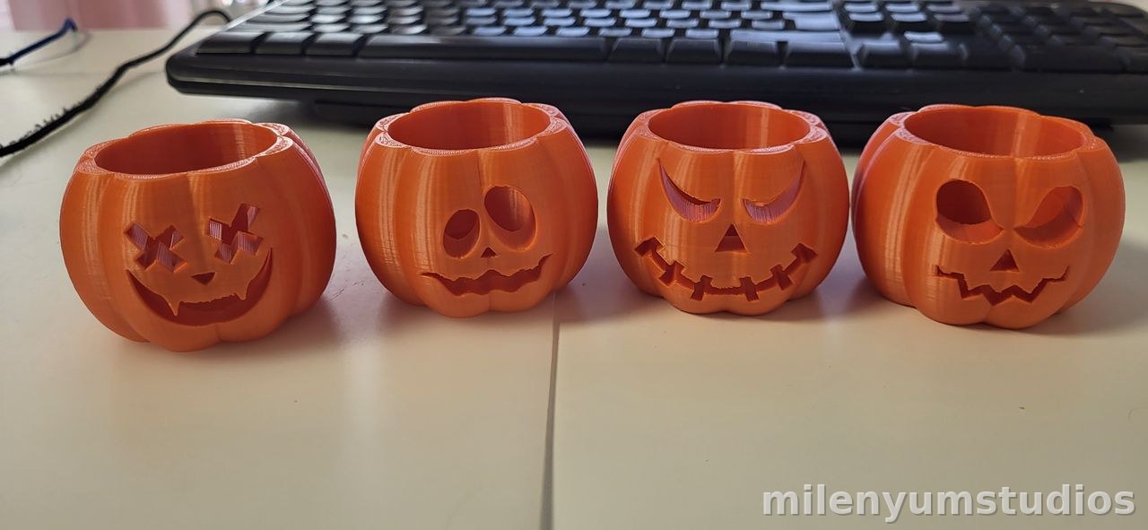 4 Parça Cadılar Bayramı Balkabağı Mini Kapları 19 cm